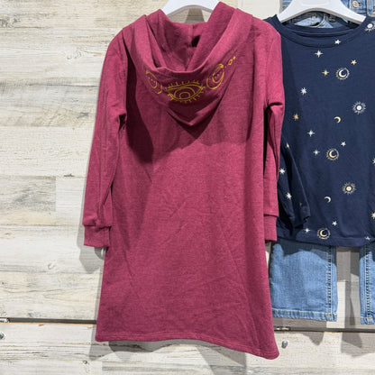 Disney Hocus Pocus Dress Old Navy Tee Set S 6/6X Burgundy Navy Cotton Blend4