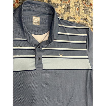 Callaway Golf Polo Shirt Lot Mens XXL Blue Black Striped Microprint3