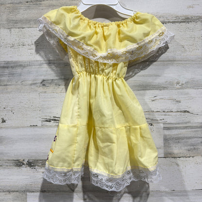 Mexican Floral Embroidered Dress Fits Girls 2T/3T Yellow Traditional Festive3