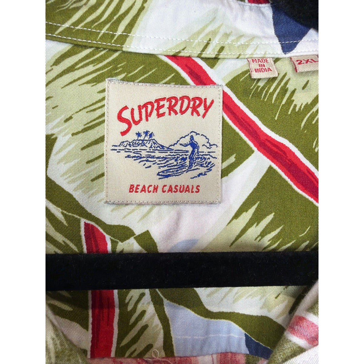 Superdry Button Down Shirt Men 2XL White Floral Tropical Beach Casual EUC1