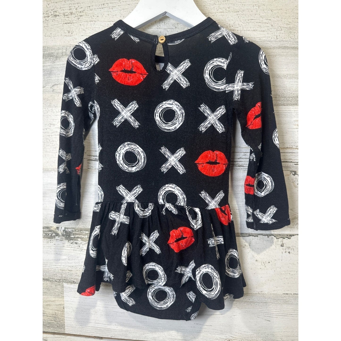 Bums and Roses Dress Bodysuit Kids 18-24M Black XOXO Lips GUC3