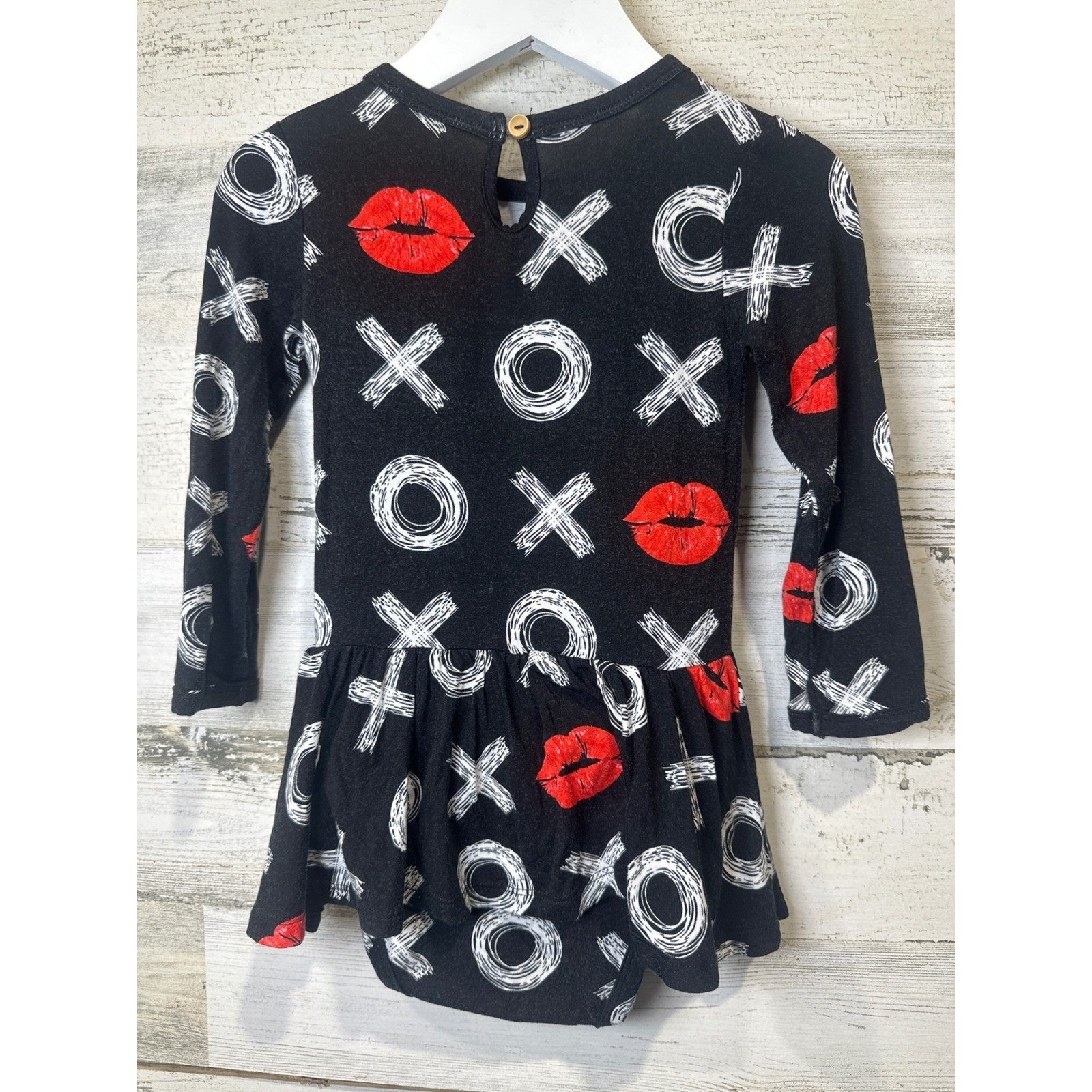 Bums and Roses Dress Bodysuit Kids 18-24M Black XOXO Lips GUC3