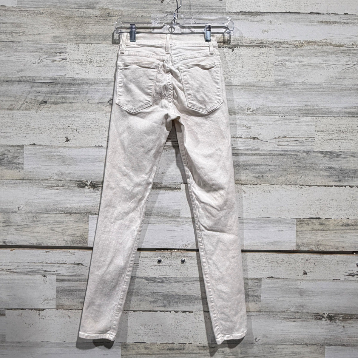 Frame Le High Skinny Jeans Women 24 Blanc White Cotton Blend Designer Flawed*3
