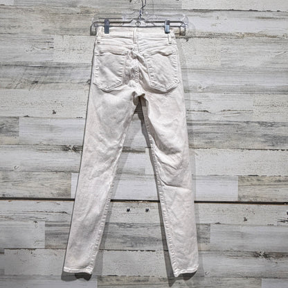Frame Le High Skinny Jeans Women 24 Blanc White Cotton Blend Designer Flawed*3