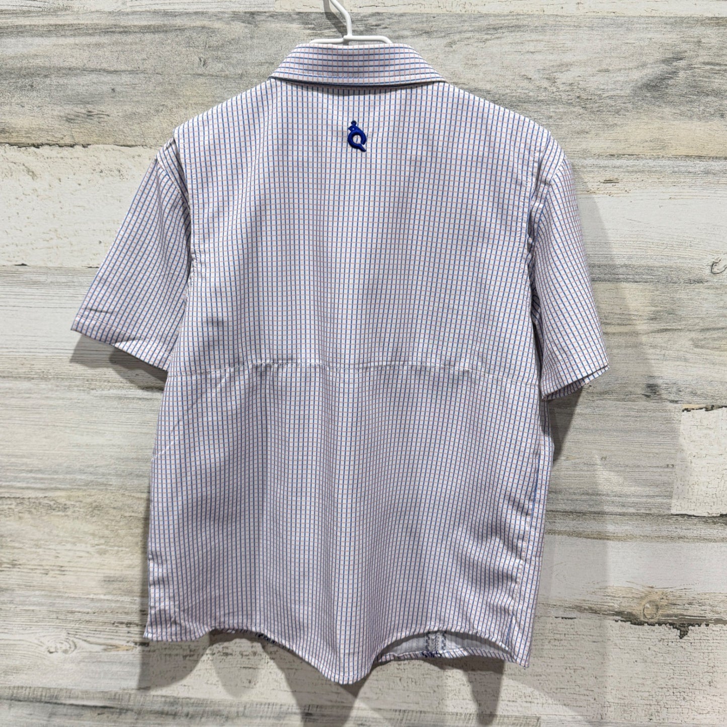 Blue Quail Fishing Shirt Boys 6 Blue Plaid UPF 50 Guayabera Outdoor EUC3