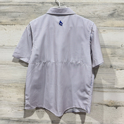 Blue Quail Fishing Shirt Boys 6 Blue Plaid UPF 50 Guayabera Outdoor EUC3