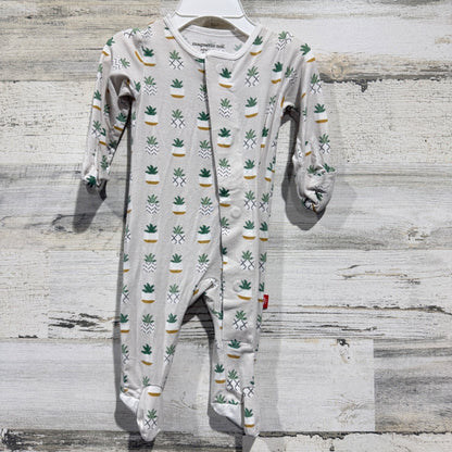Magnetic Me Footie Sleeper Newborn Neutral Succulent Plant Print Boho EUC0