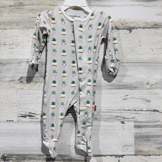 Magnetic Me Footie Sleeper Newborn Neutral Succulent Plant Print Boho EUC0
