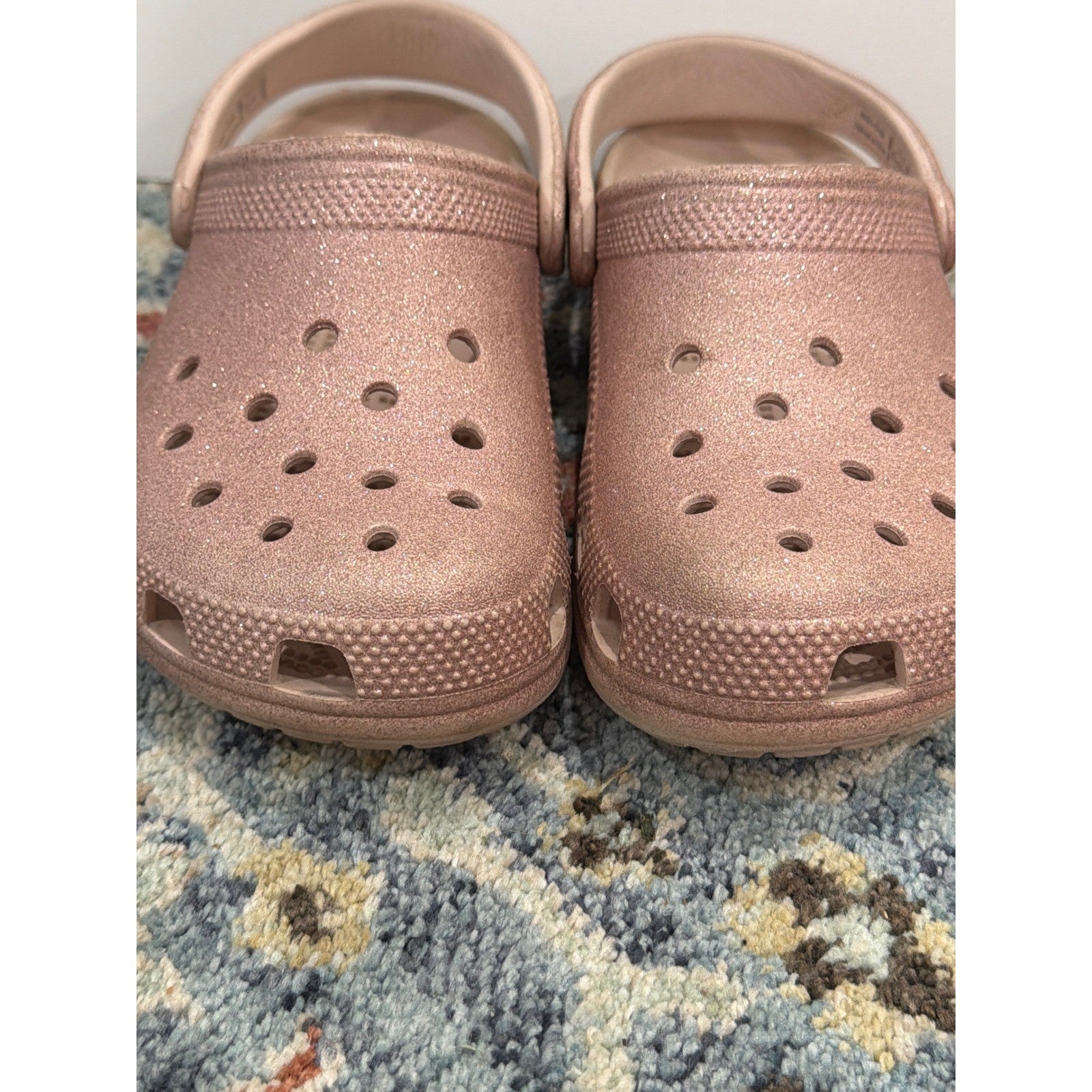 Crocs Classic Clog Girls 4 Rose Gold Glitter Sparkle Comfort7