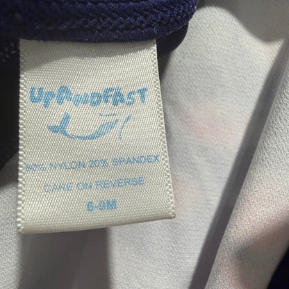 UpAndFast Rash Guard Swimsuit Baby Boys 6-9M Navy Blue Fish Print Coastal EUC4