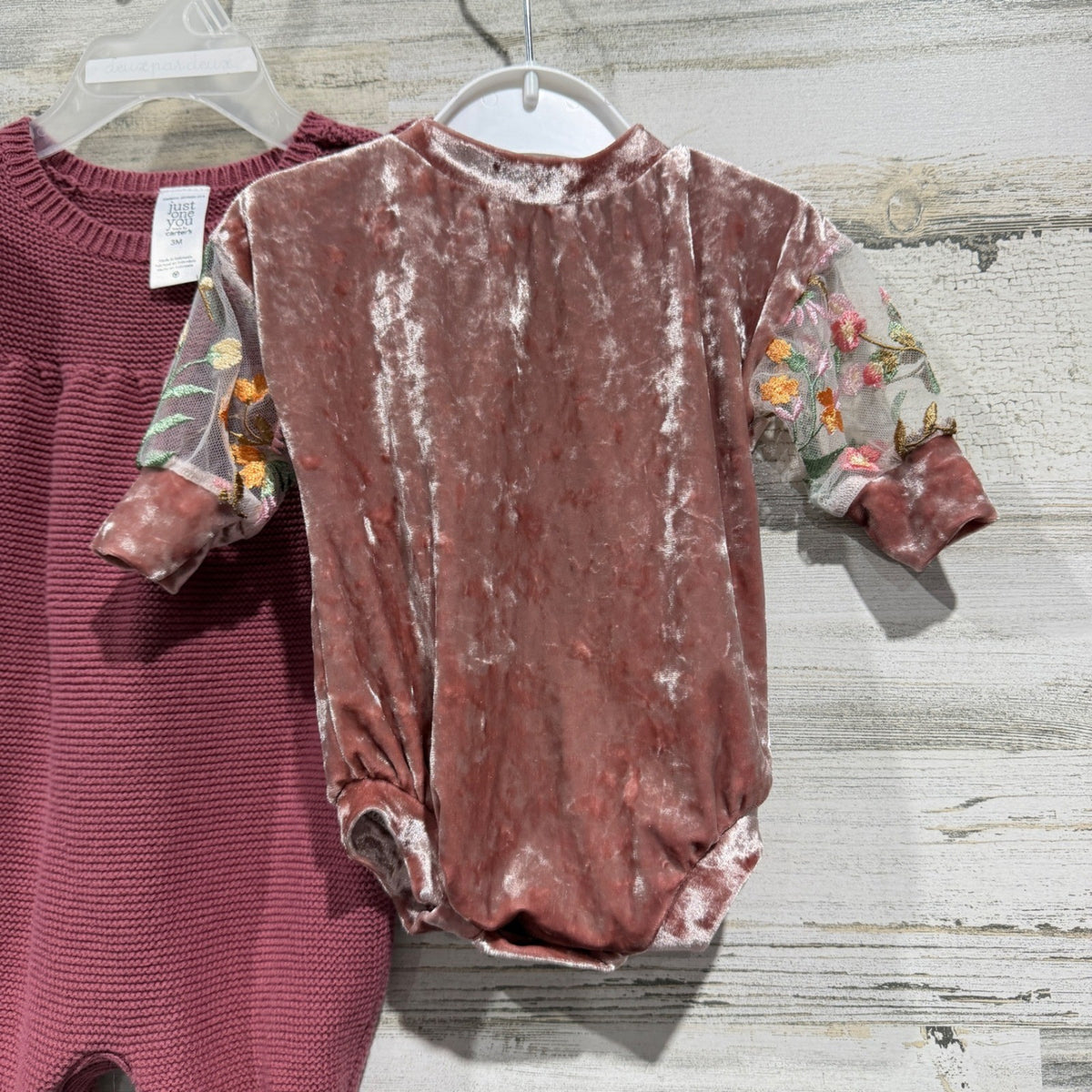 Carter's Just One You Averie Grace Co Baby Girl 0-3M Mauve Velvet Knit Bundle4
