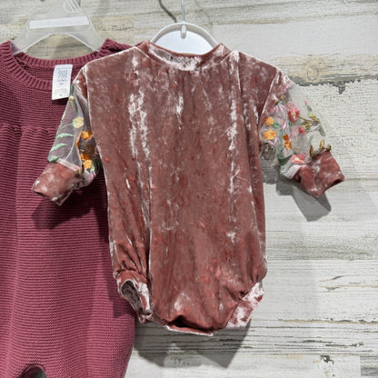 Carter's Just One You Averie Grace Co Baby Girl 0-3M Mauve Velvet Knit Bundle4