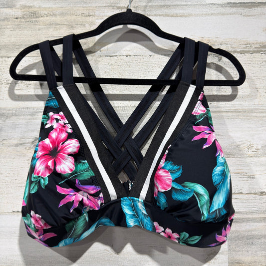 Swimsuits For All Floral Bikini Top Women 24 Black Pink Tropical Summer EUC0