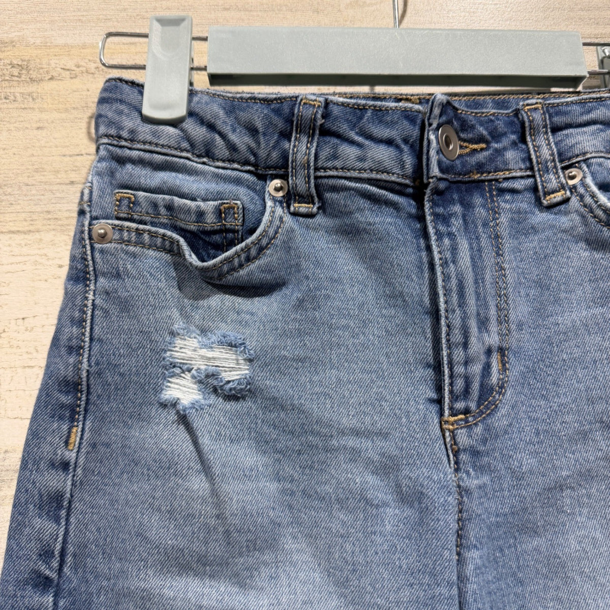 Sugar & Jade Distressed Straight Jeans Girls 8 Blue Cotton Denim Y2K2