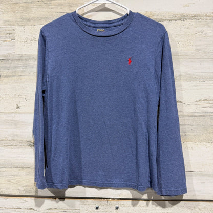 Polo Ralph Lauren Long Sleeve T-Shirt Boys L 14-16 Blue Cotton Classic Flawed*0