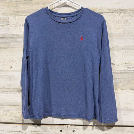 Polo Ralph Lauren Long Sleeve T-Shirt Boys L 14-16 Blue Cotton Classic Flawed*0