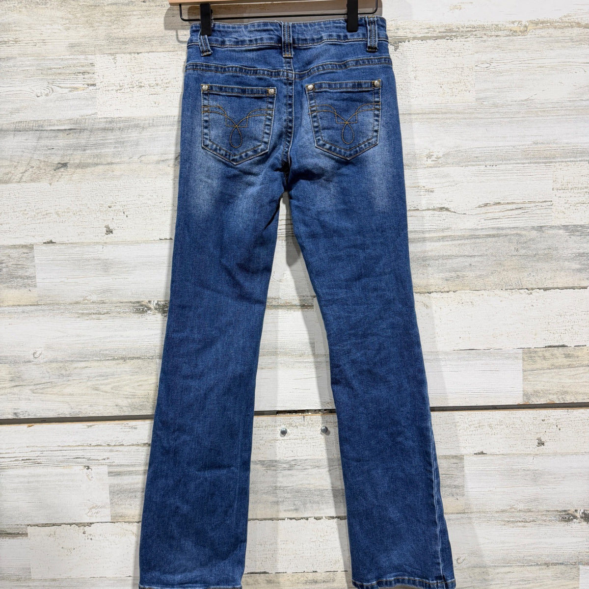 Rockin G Jeans Girls 12 Blue Bootcut Stretch Western Cowgirl EUC2