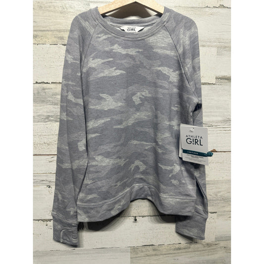 Athleta Girl Sweatshirt Kids L 12 Grey Camo Cozy Cross Your Fingers NWT0