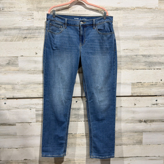 Old Navy Wow Boyfriend Jeans Womens 12 Blue Denim Cotton Stretch Casual Mid-Rise0