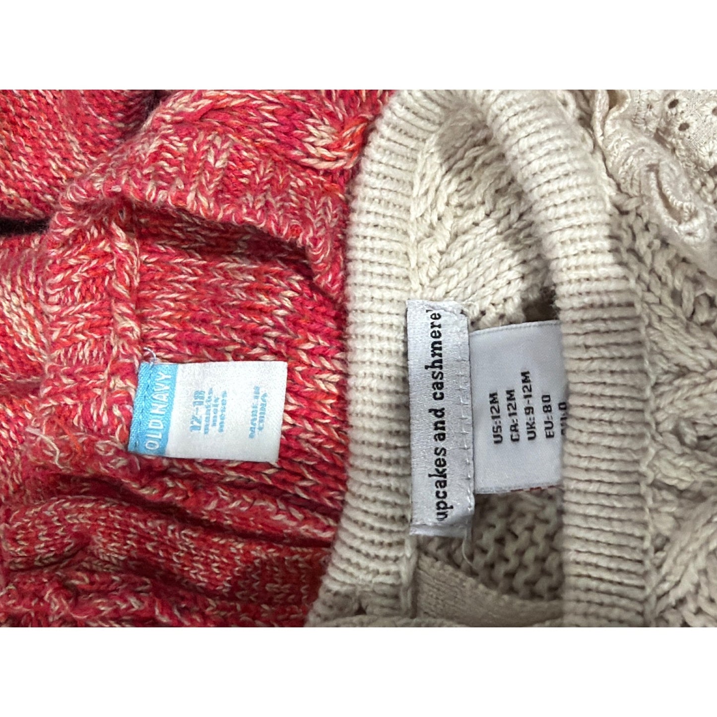 Old Navy Cupcakes and Cashmere Sweater Dress Bundle Girls 12M Red Tan Cable Knit4