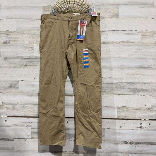 Wrangler Straight Fit Pants Men 36x30 Tan Khaki Cotton Blend Modern NWT0