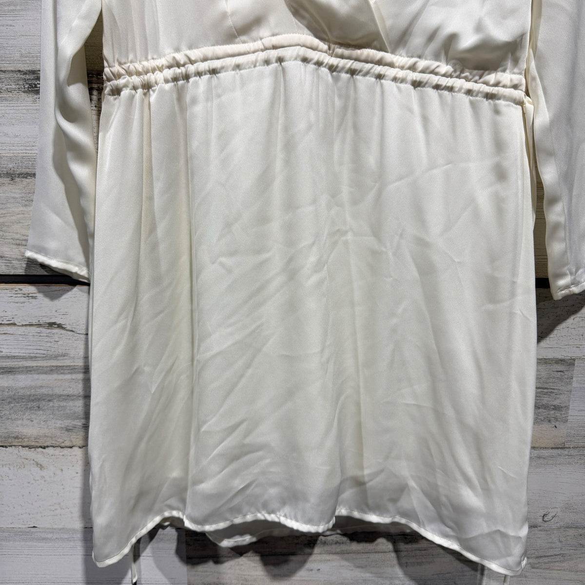 BCBGMAXAZRIA Gardenia Mini Dress Women XS White Satin Long Sleeve Flawed*9
