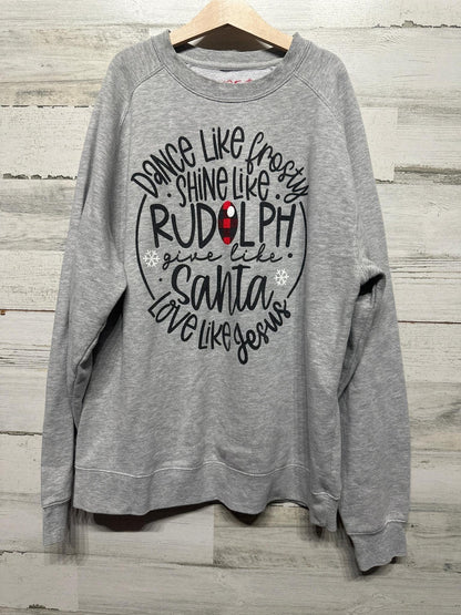 Love in Faith Sweatshirt Women Small Gray Christmas Graphic Raglan EUC0