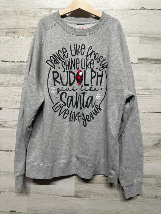 Love in Faith Sweatshirt Women Small Gray Christmas Graphic Raglan EUC0
