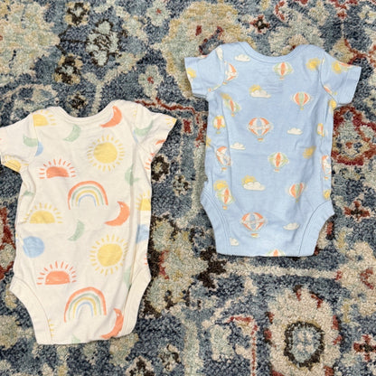 Member's Mark Bodysuit Set Kids NB Multi Organic Cotton Celestial Boho EUC5