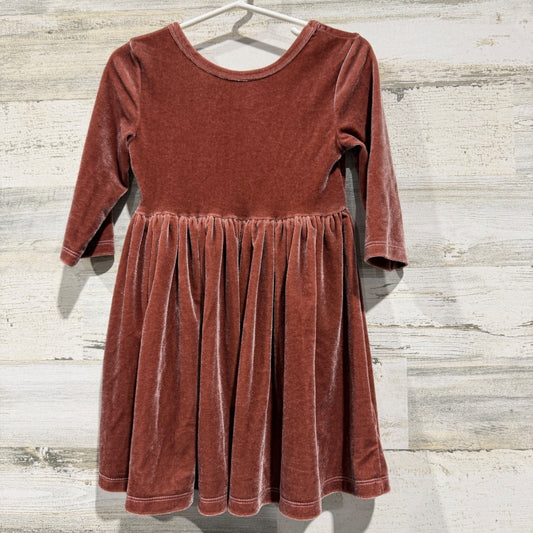 Mila & Rose Velvet Long Sleeve Dress Girls 4T Spice Stretch Fall Holiday EUC0