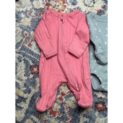 Preemie Girls Bundle Pink Green Floral EUC1
