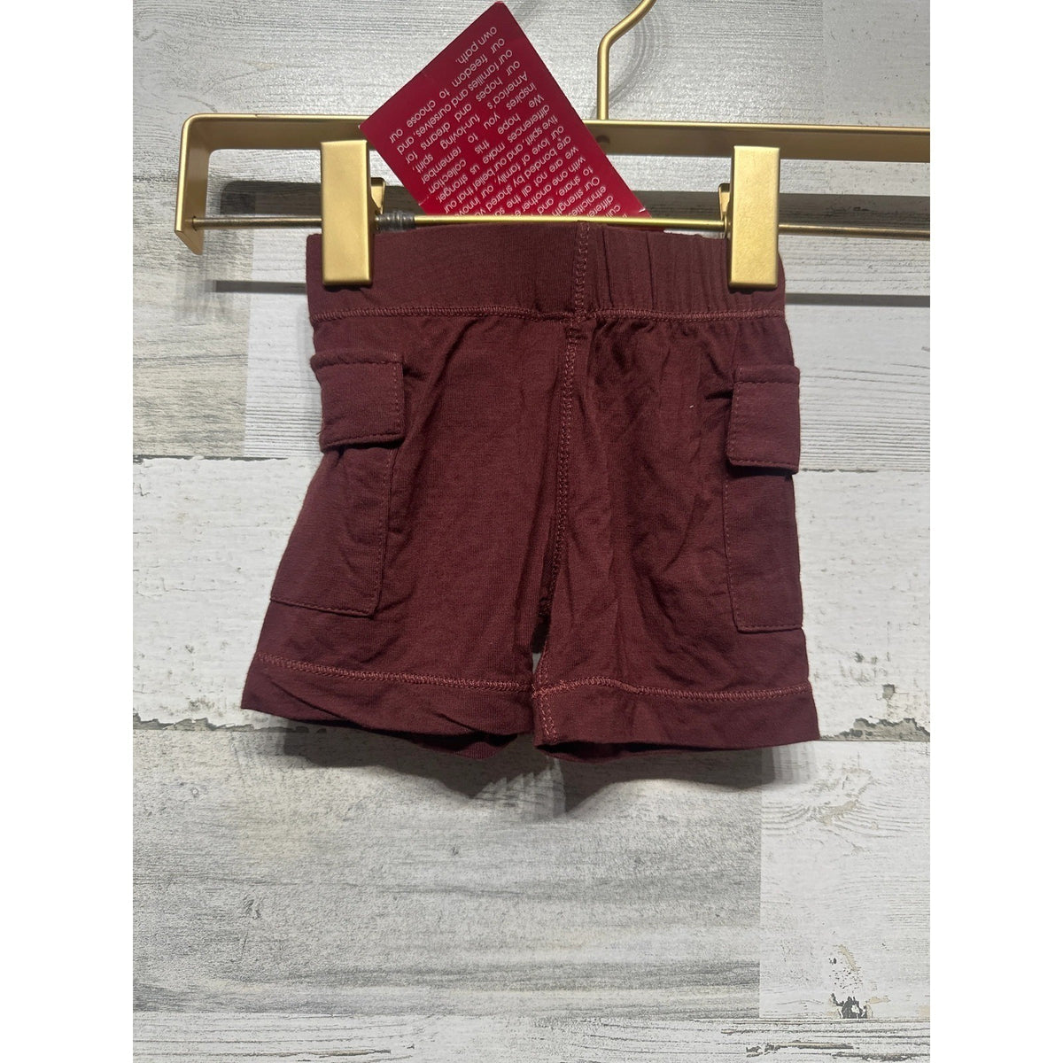KicKee Pants Cargo Shorts Boys 12-18m Burgundy Bamboo Viscose NWT1