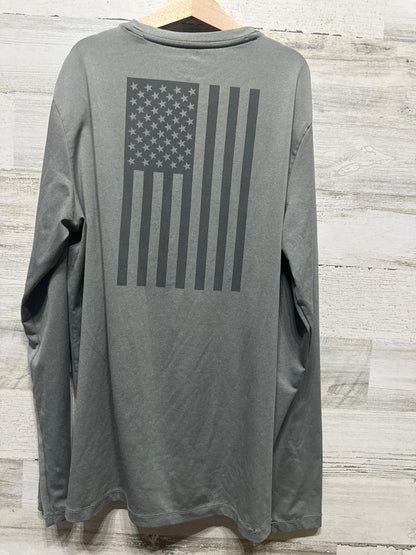 Vineyard Vines Performance Shirt Boys Large Grey American Flag Long Sleeve EUC2