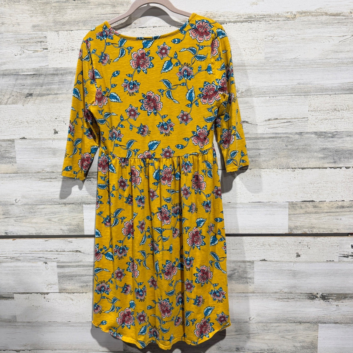 Matilda Jane Floral Empire Waist Dress Womens Small Yellow Cotton Spandex Boho3