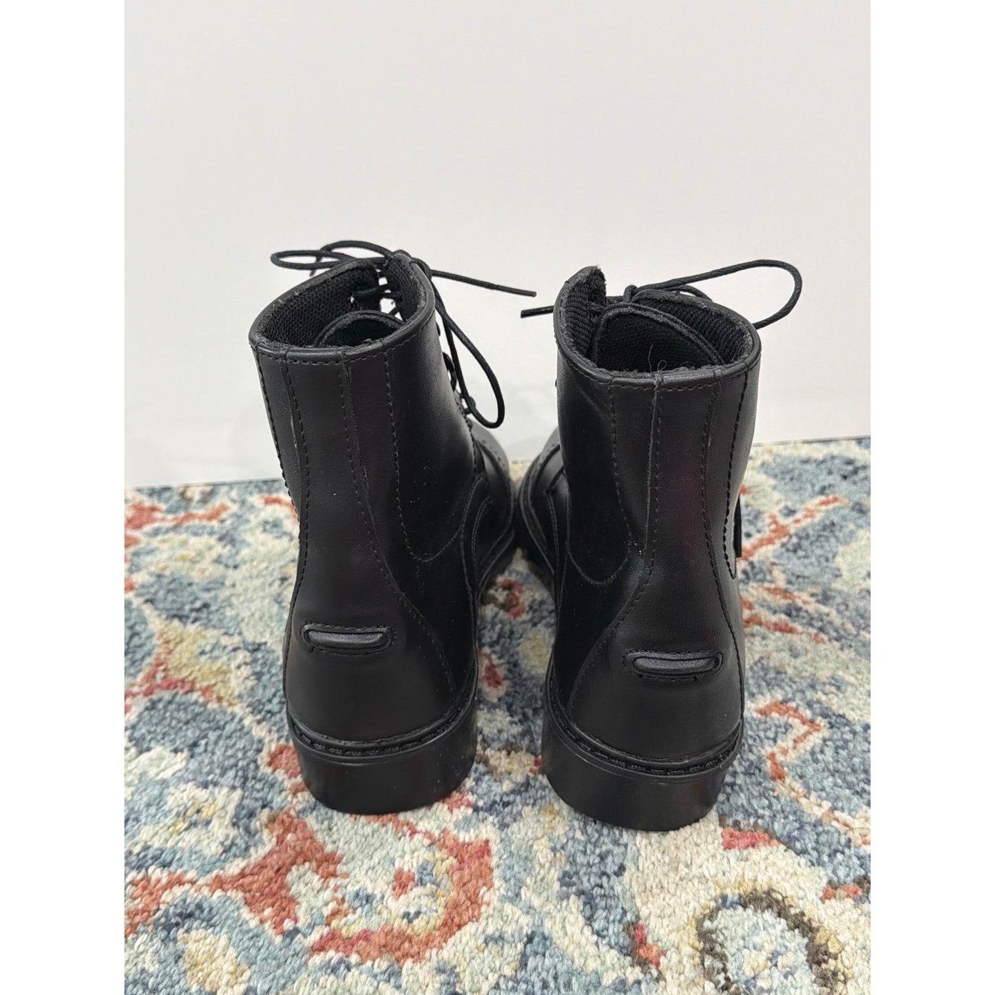 TuffRider Paddock Boots Youth 2 Black Lace Up Equestrian Horse Riding3