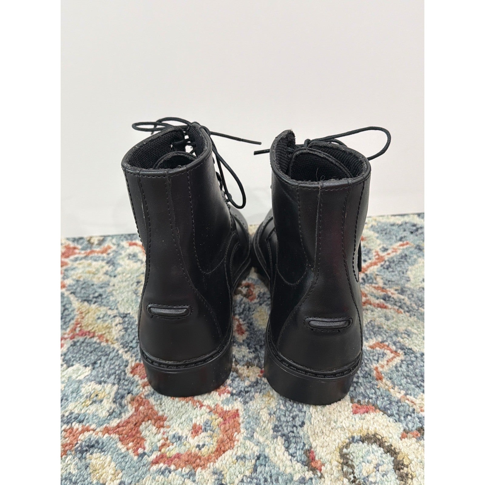 TuffRider Paddock Boots Youth 2 Black Lace Up Equestrian Horse Riding3