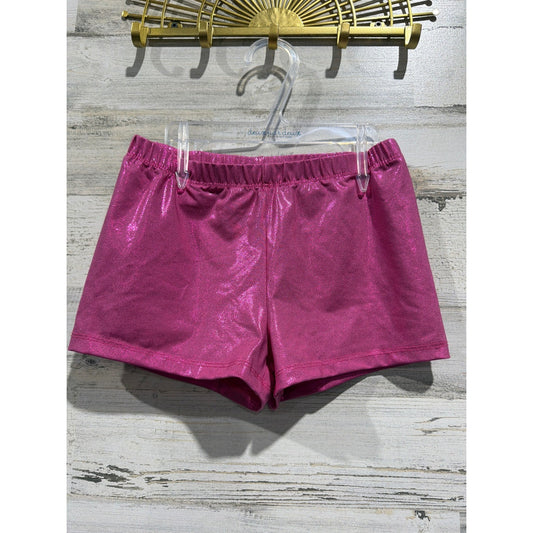 Dance Shorts Fit Like 12/14 (Marked 150) Pink Metallic Shiny Spandex Barbiecore0