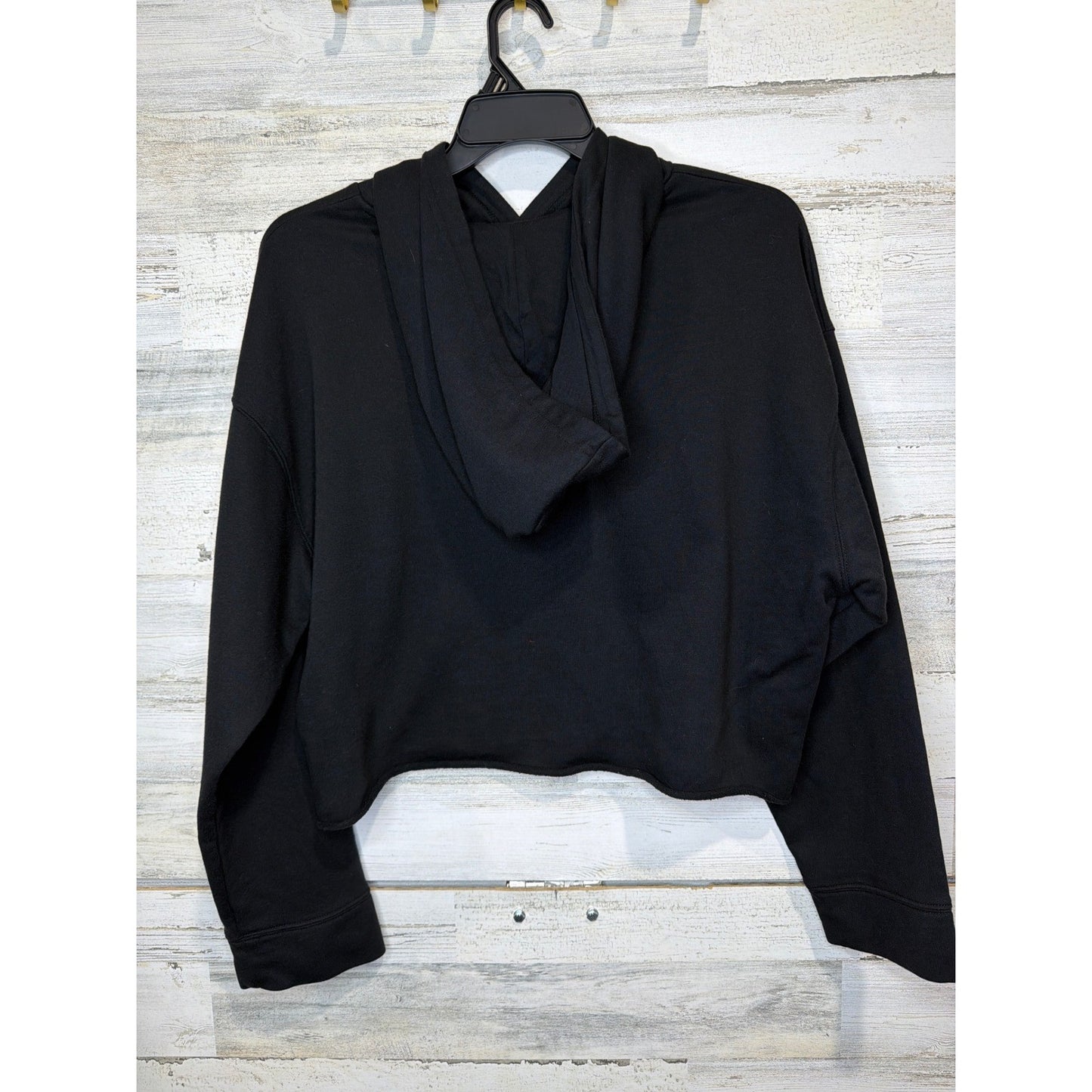 Zara Hoodie Women Large Black Manhattan NYC Cropped Boxy Streetwear EUC3