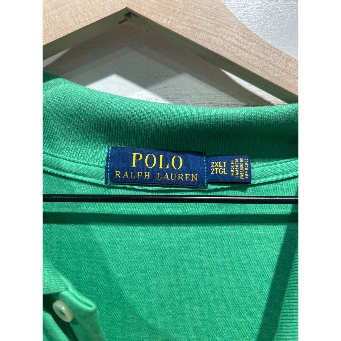 Ralph Lauren Polo Shirt Men 2XLT Green Short Sleeve Mesh Classic Preppy EUC1