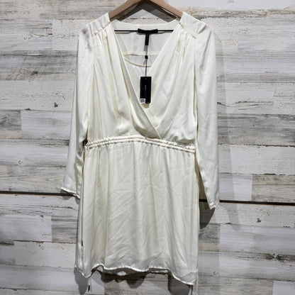 BCBGMAXAZRIA Gardenia Mini Dress Women XS White Satin Long Sleeve Flawed*0