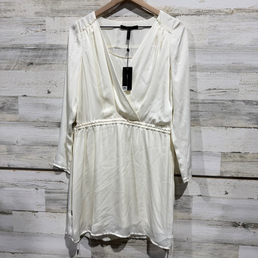 BCBGMAXAZRIA Gardenia Mini Dress Women XS White Satin Long Sleeve Flawed*0