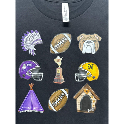 Bella Canvas Football Rivalry T-Shirt Boys S Black PNG Nederland Graphic EUC2