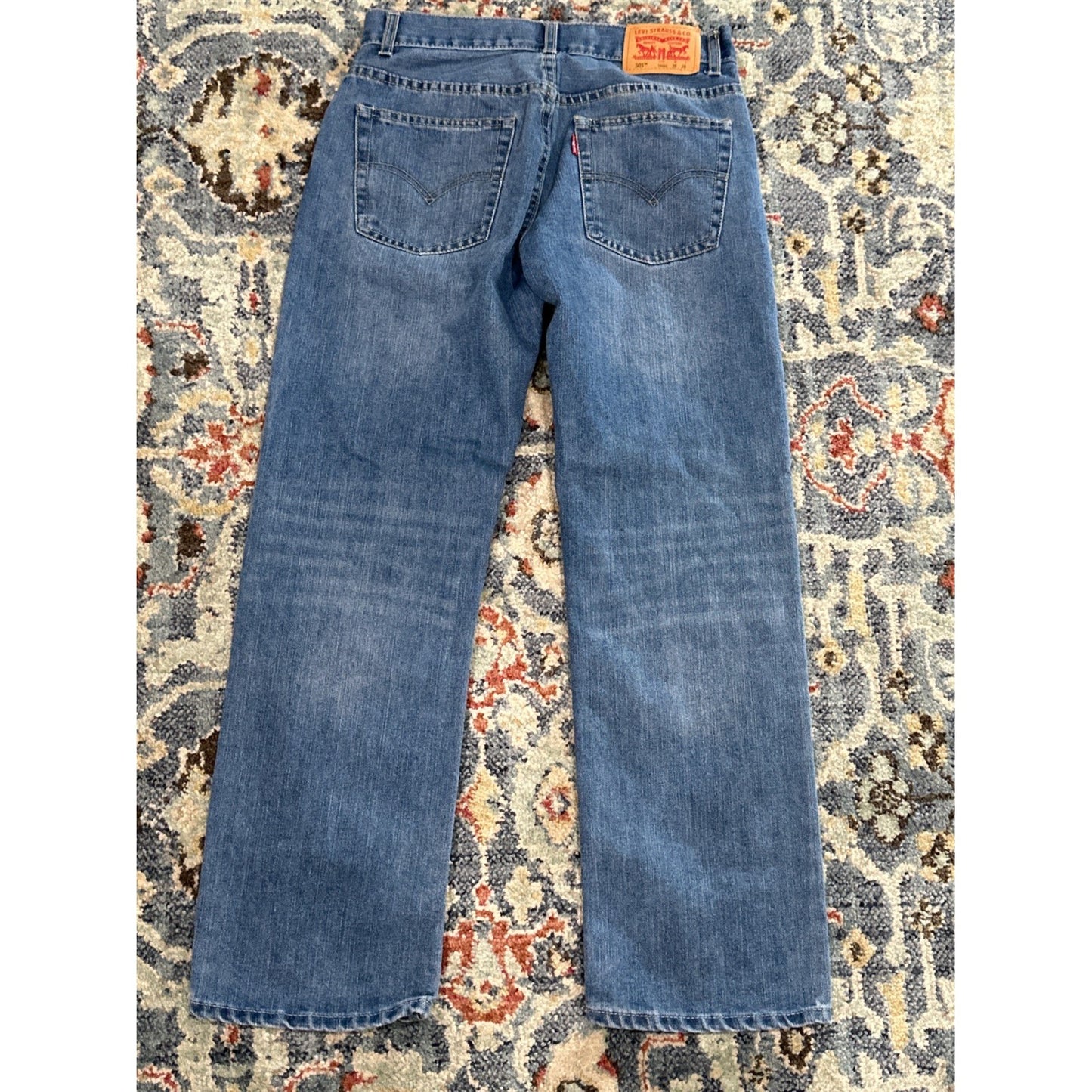 Levi's 505 Regular Fit Jeans Kids Size 16 Blue Medium Wash Straight Leg EUC5