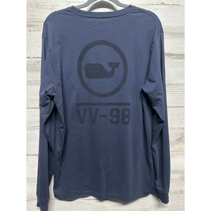 Vineyard Vines Long Sleeve Pocket Tee Mens M Navy Blue Whale Graphic EUC3