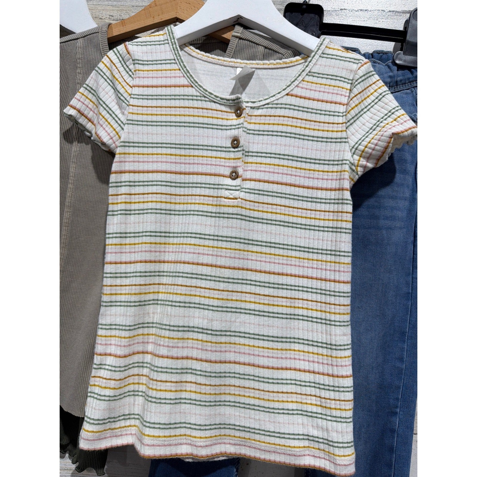 Carter's Jordache Shirt Pants Lot Girls 7-8 Striped Denim Bundle EUC1