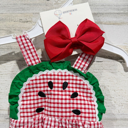 Adventurewear Class Club Bubble Romper Girls 6M Red Watermelon Gingham NWT1