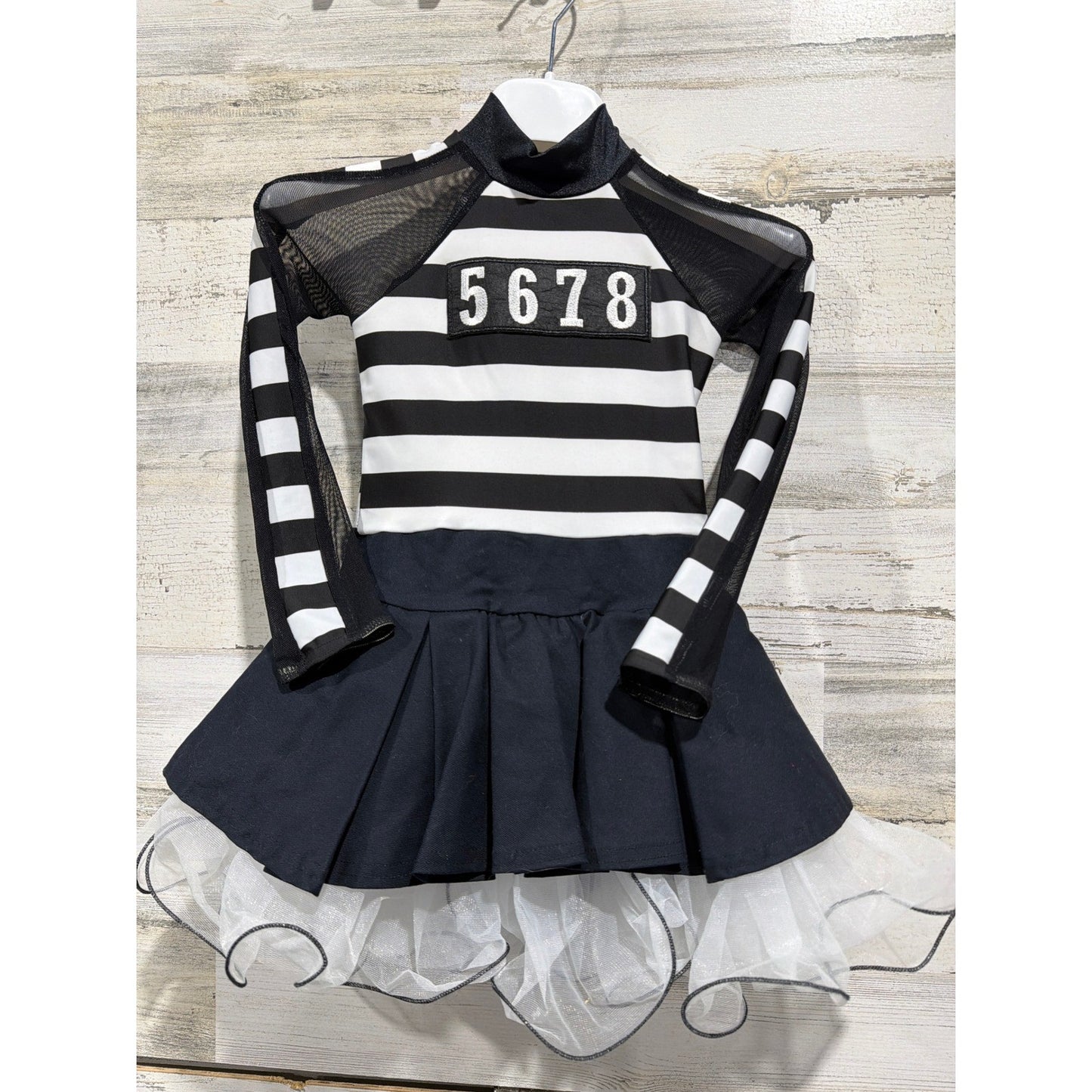 Weissman Dance Costume Girls Small Child SC Black White Stripe 5678 Performance0