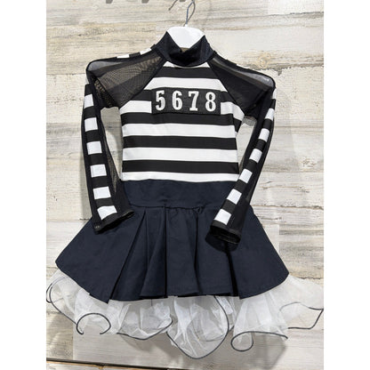 Weissman Dance Costume Girls Small Child SC Black White Stripe 5678 Performance0