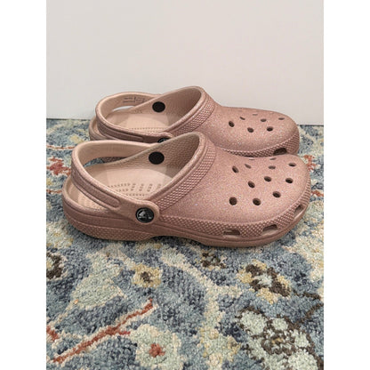 Crocs Classic Clog Girls 4 Rose Gold Glitter Sparkle Comfort4