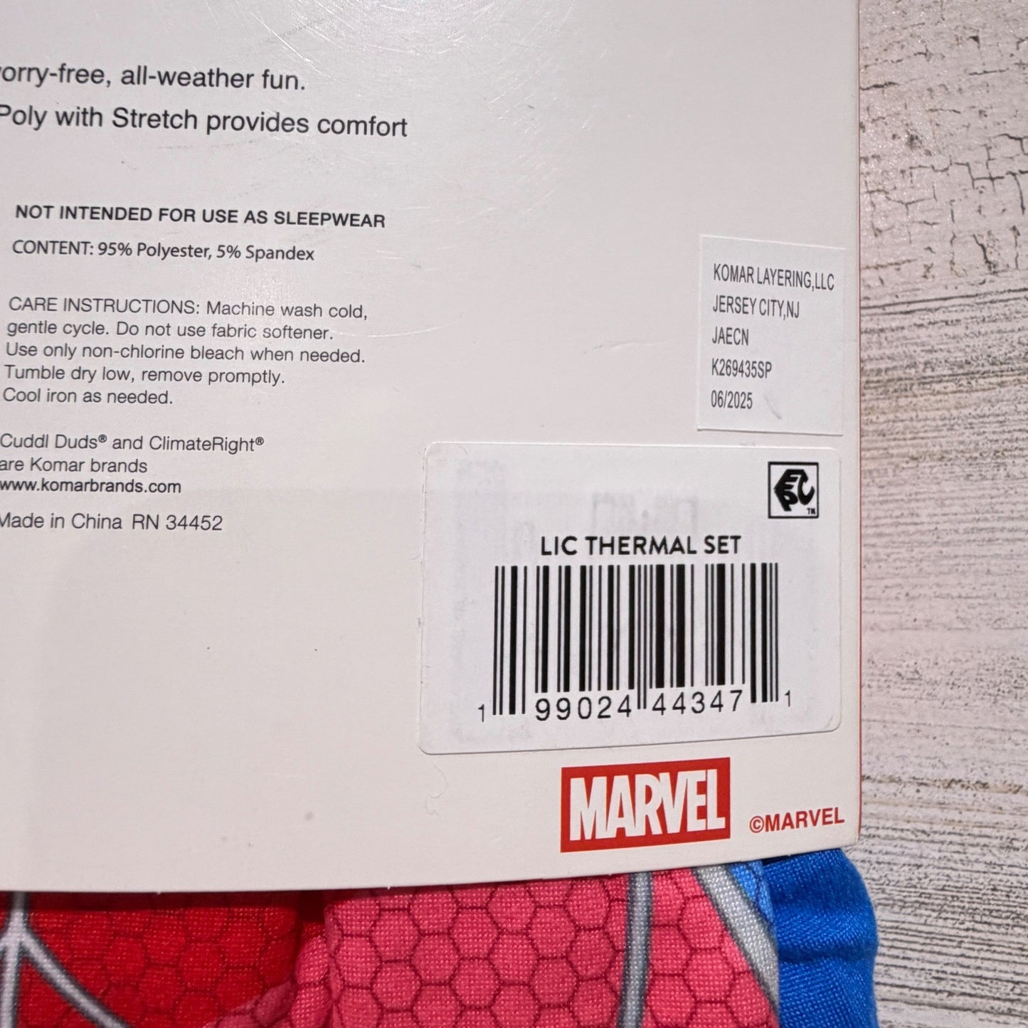 Climate Right Cuddl Duds Spider-Man Thermal Set Boys L 10/12 Blue Red Marvel NWT5